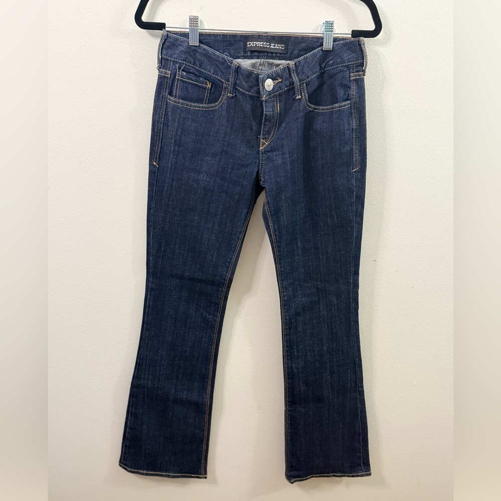 Women’s Express Jeans Size 0 Short Boot Cut Stella Low Rise Dark Wash Denim